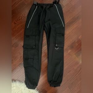 Fashion Nova Dark Cargo Pants with Reflective Details